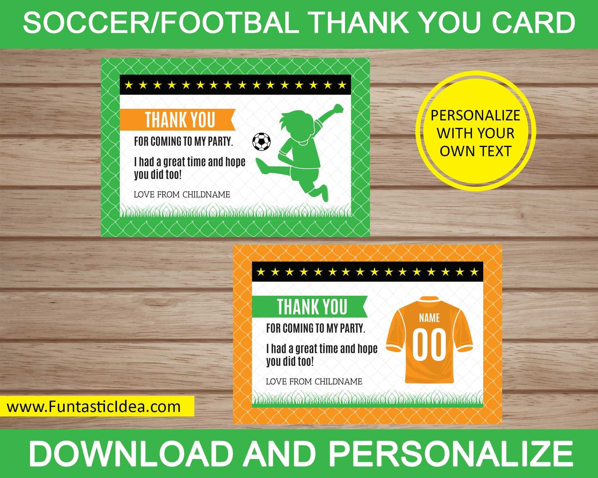 Soccer Thank You Cards, Soccer Thank You Notes, Soccer Thank You Card,  Soccer Birthday Party | Instant Download Pdf Printable With Regard To Soccer Thank You Card Template
