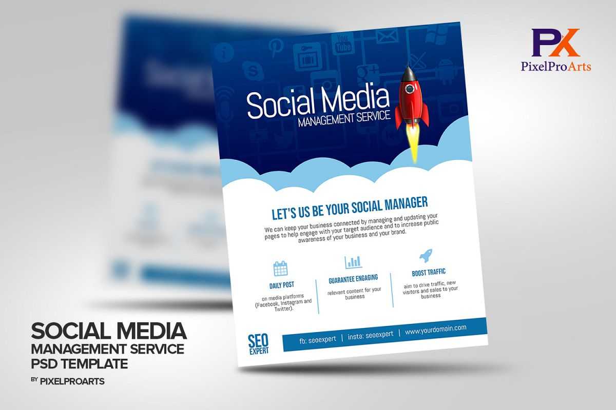 Social Media Management Service Flyer Template Intended For Social Media Brochure Template