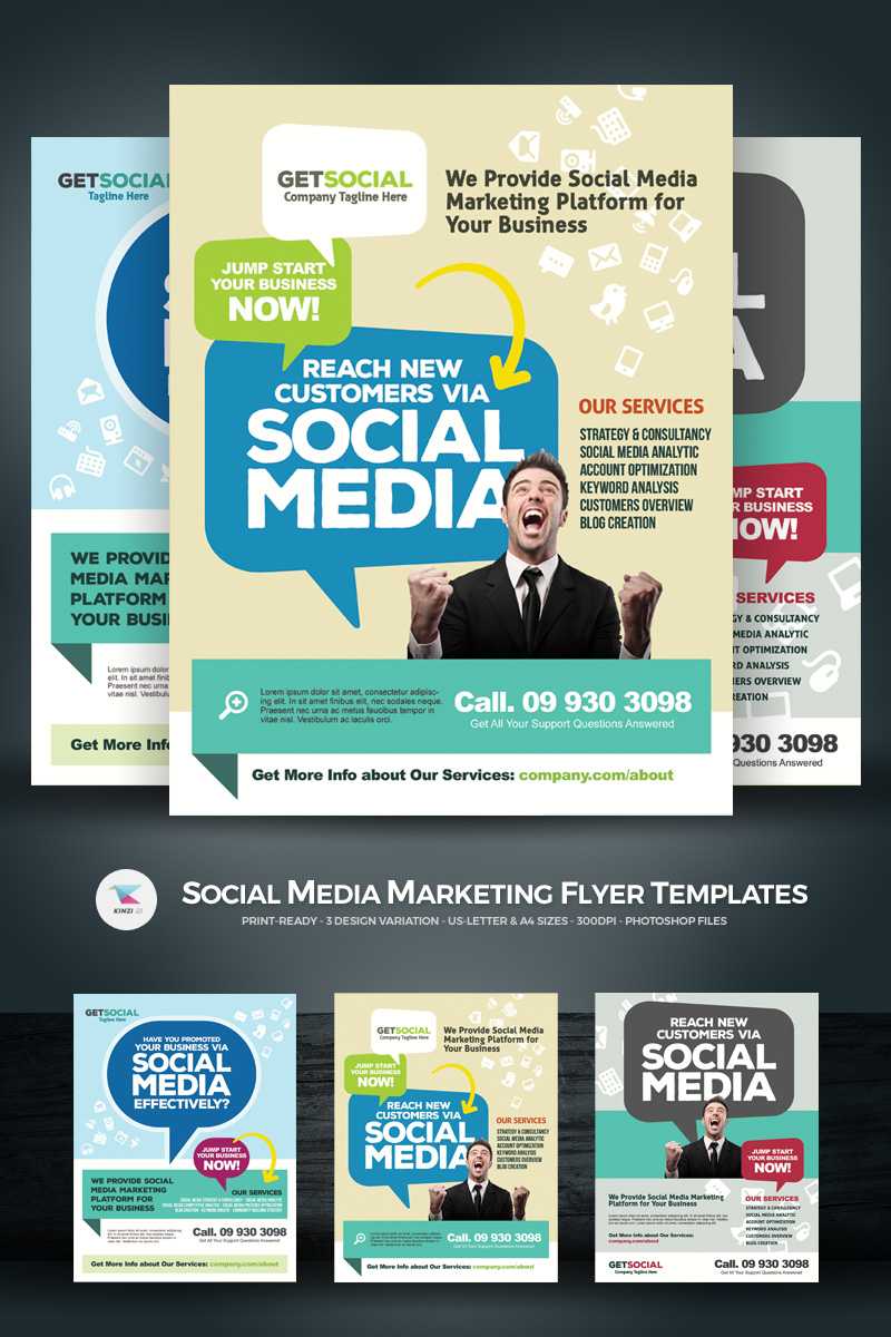 Social Media Marketing Flyers Psd Template Within Social Media Brochure Template