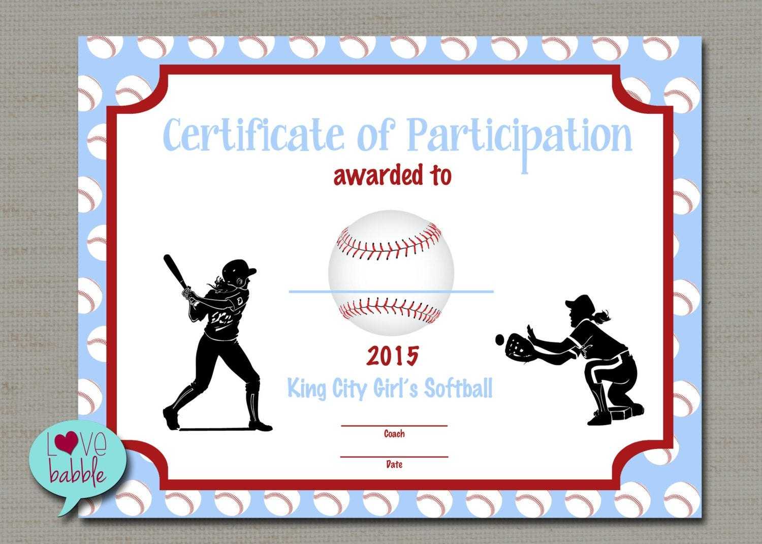 Softball Certificate Templates – Atlantaauctionco With Regard To Softball Award Certificate Template