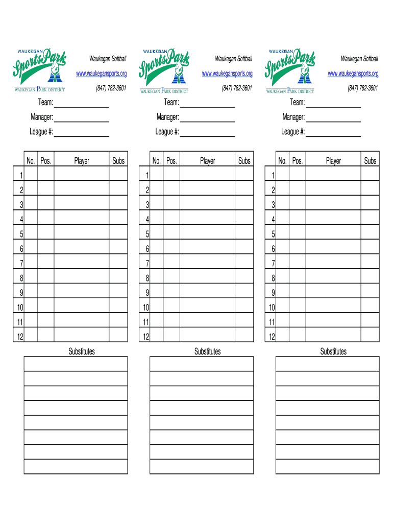 Softball Lineup Template – Fill Online, Printable, Fillable Pertaining To Free Baseball Lineup Card Template