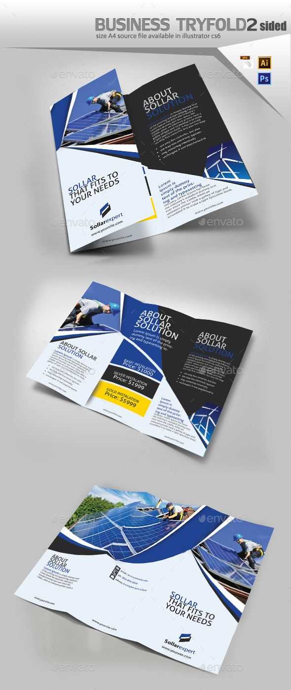 Solar Panel Trifold Double Sided – Brochures Print Templates Throughout Double Sided Tri Fold Brochure Template