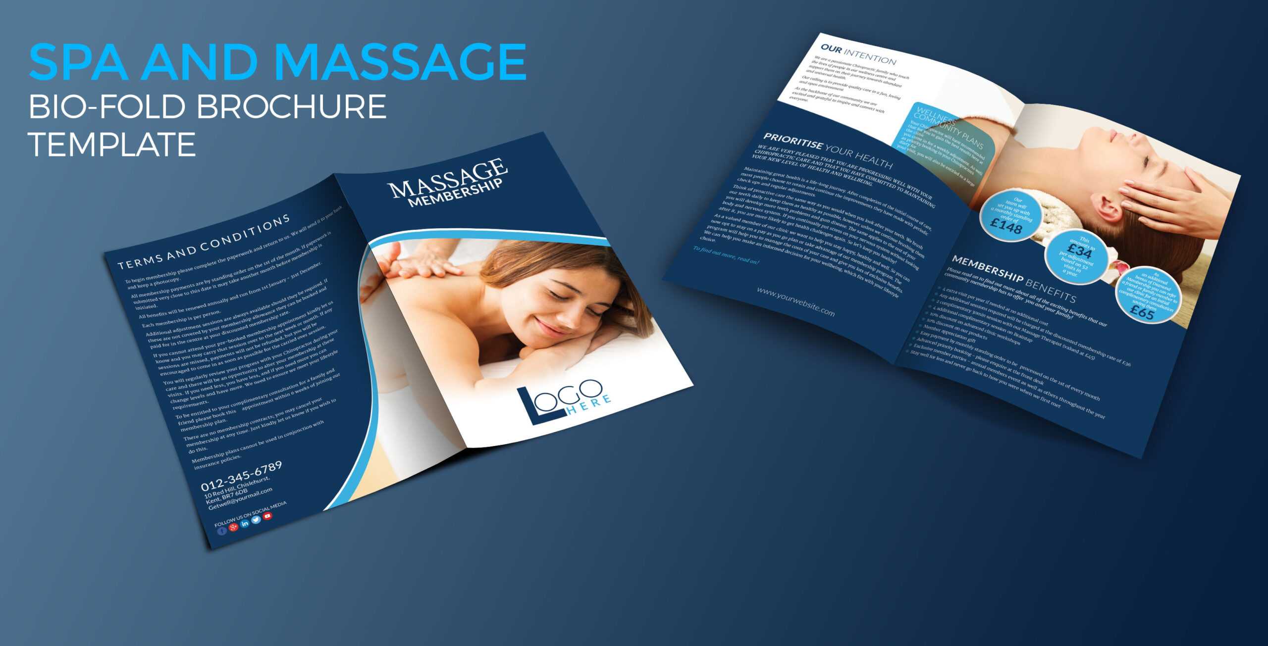 Spa And Massage Bio Fold Brochure Template Intended For Membership Brochure Template