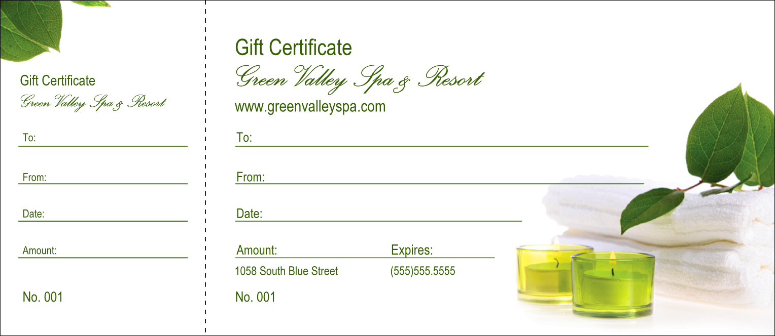 Spa Gift Certificate Pertaining To Spa Day Gift Certificate Template