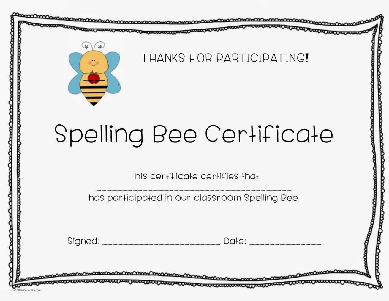 Spelling Bee Certificates | Spelling Bee, Bee Certificate Inside Spelling Bee Award Certificate Template