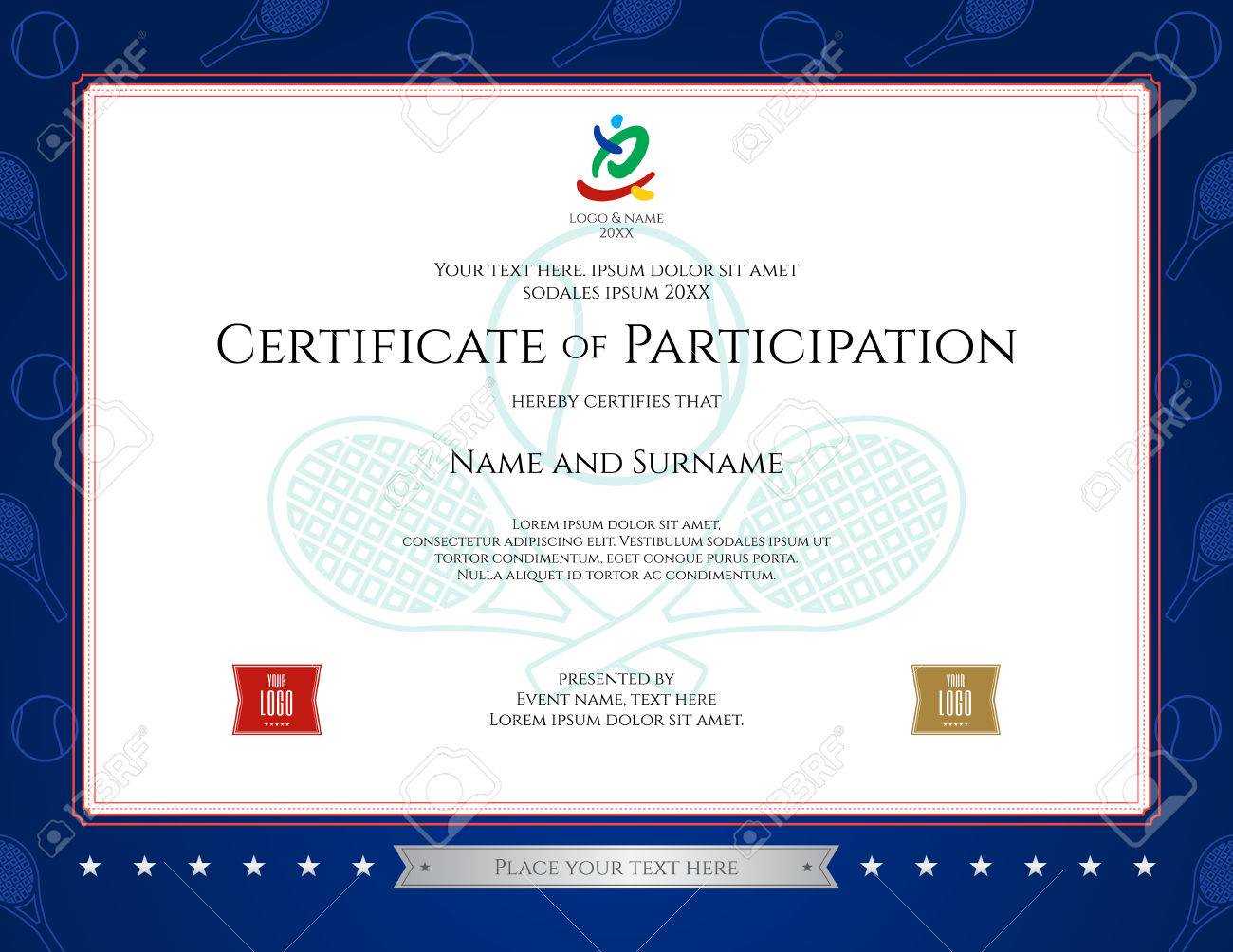 Sport Theme Certification Of Participation Template For Sport.. With Regard To Free Templates For Certificates Of Participation