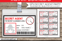 Spy Or Secret Agent Badge Template – Red | Spy Birthday pertaining to Spy Id Card Template