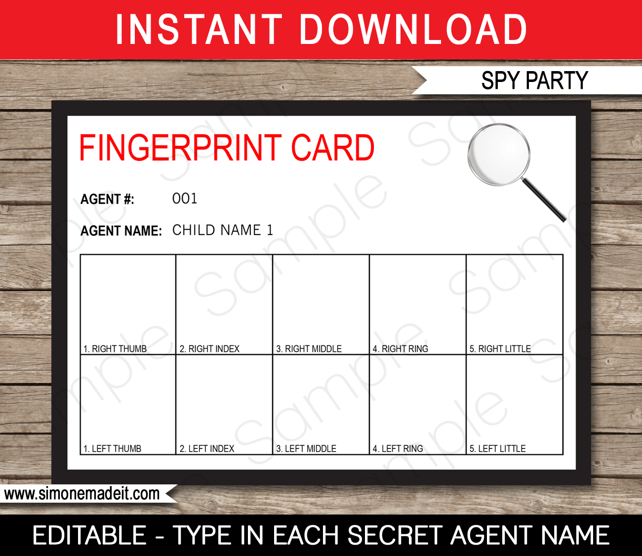 Spy Party Fingerprinting Card Template | Secret Agent Party In Spy Id Card Template