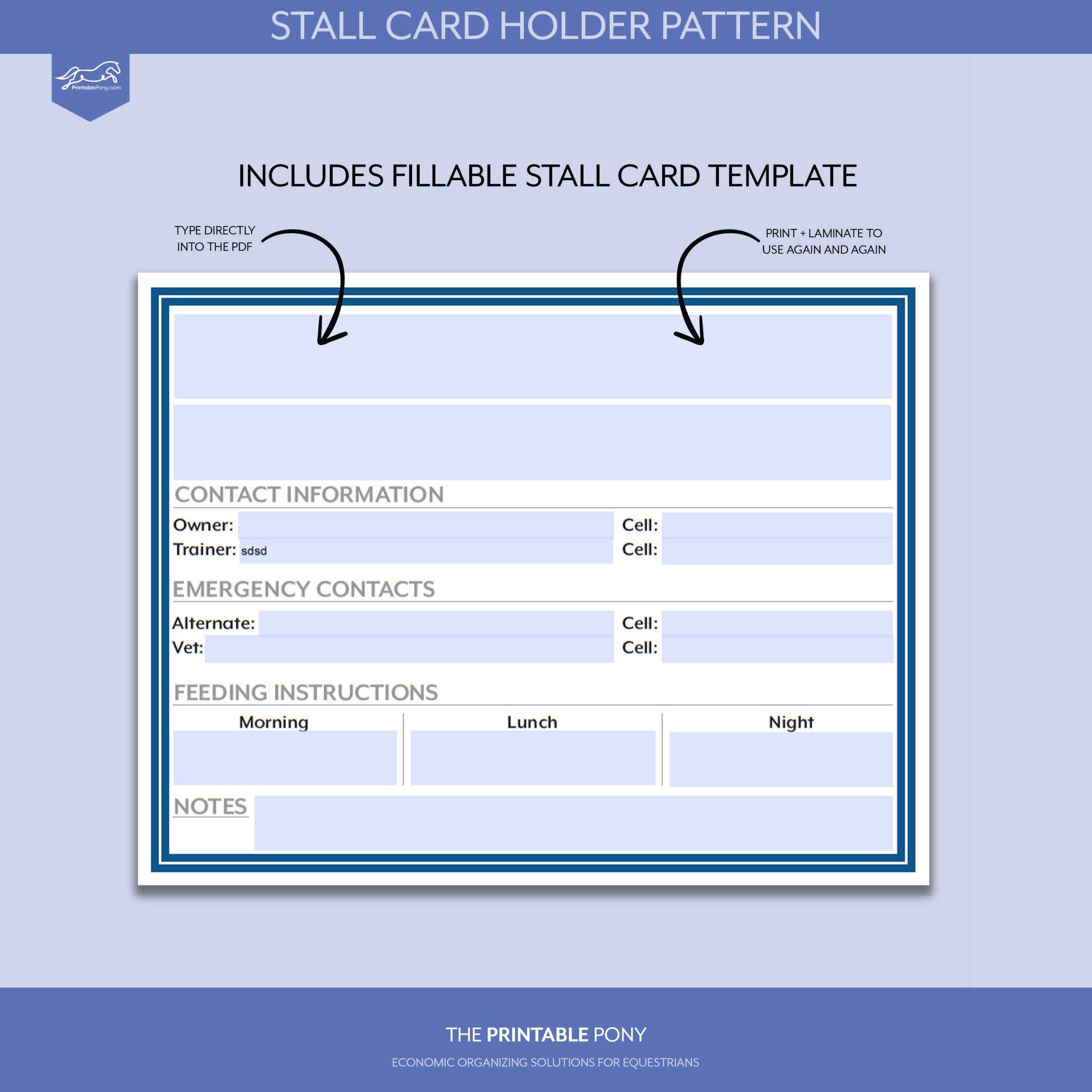 Stall Card Holder Pattern + Printable Stall Card Pertaining To Horse Stall Card Template