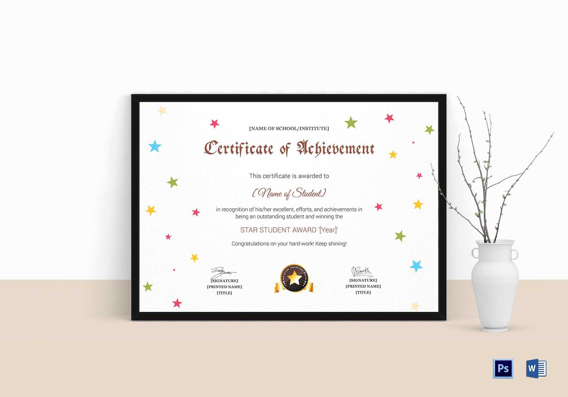 Star Achievement Certificate Template Inside Star Naming Certificate Template