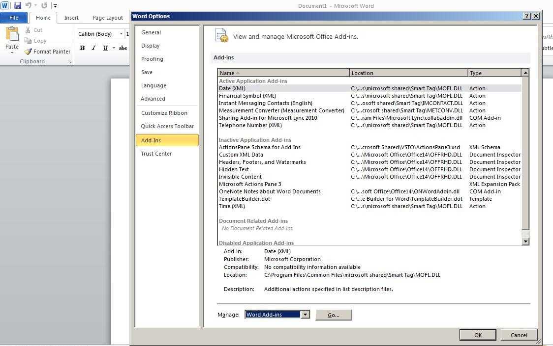 Steps To Enable Bi Publisher Add In Menu In Microsoft Office With Word 2010 Templates And Add Ins