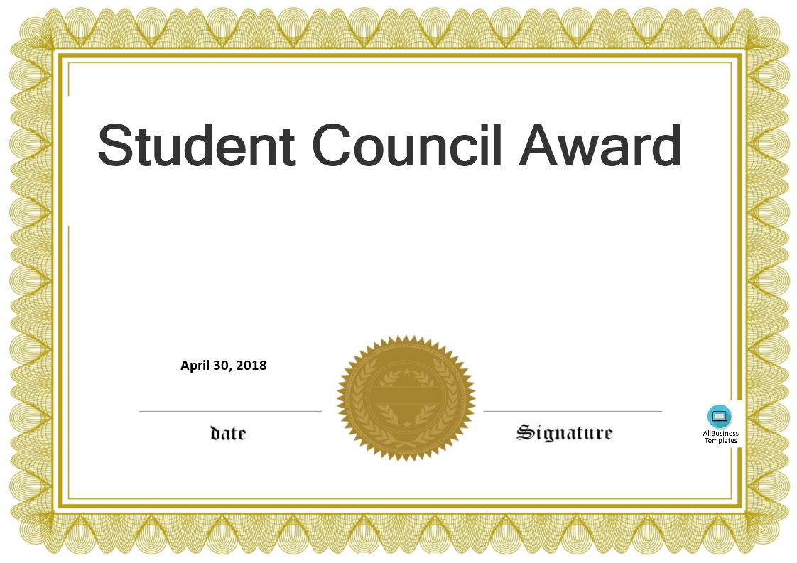 Student Council Award | Templates At Allbusinesstemplates For Free Student Certificate Templates