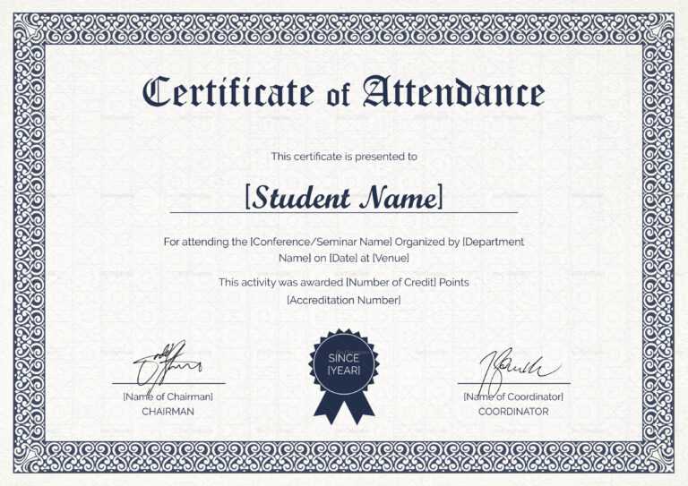certificate of attendance template word free download
