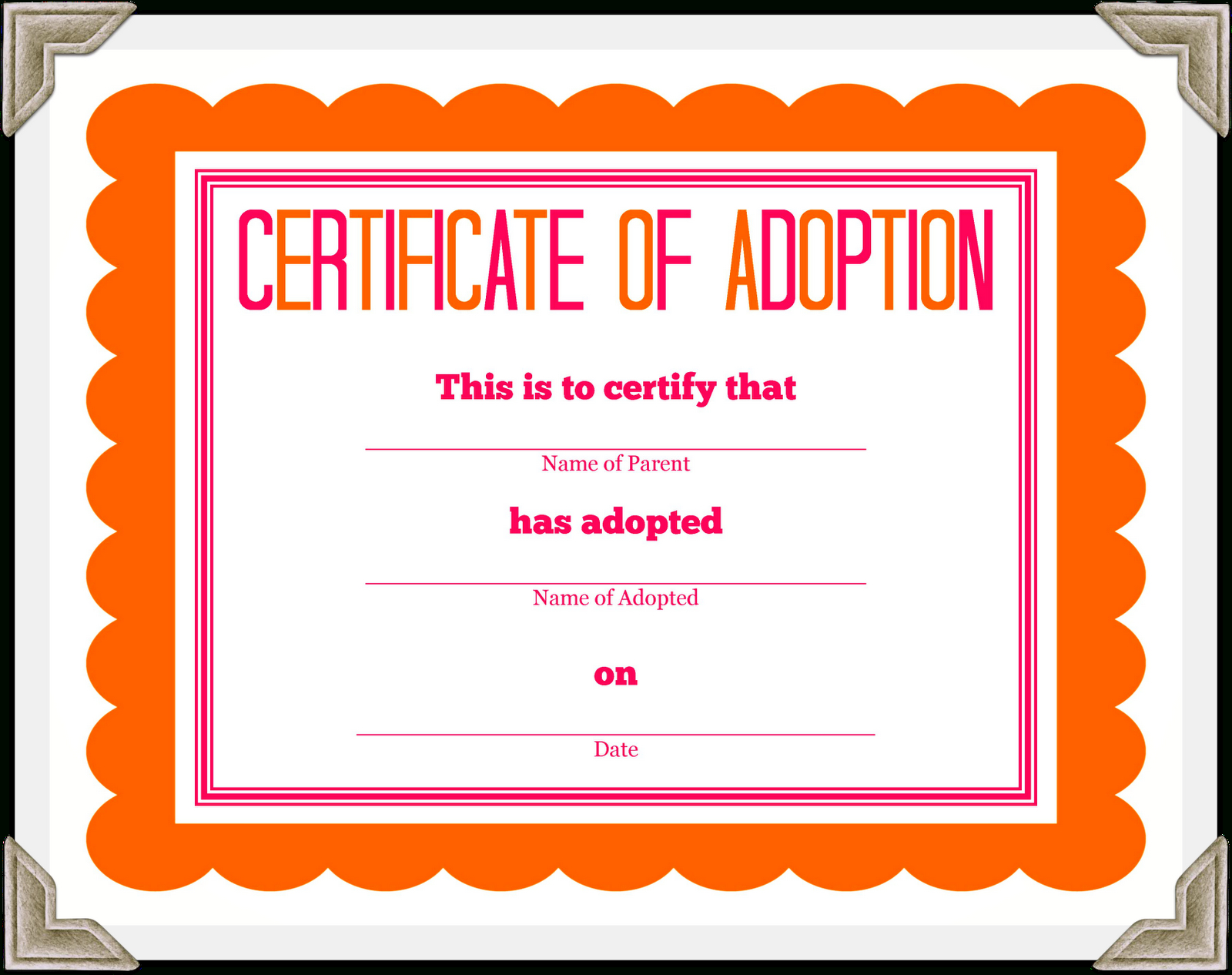 Stuffed Animal Adoption Certificate With Pet Adoption Certificate Template