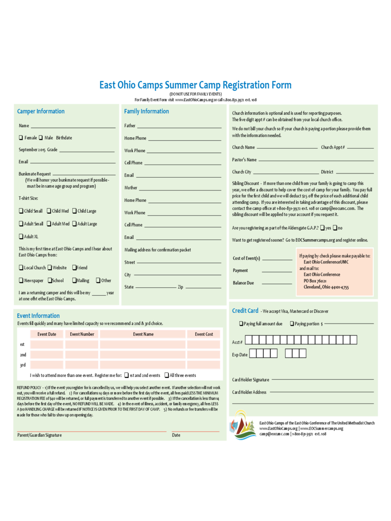 Summer Camp Registration Form – 2 Free Templates In Pdf Regarding Camp Registration Form Template Word