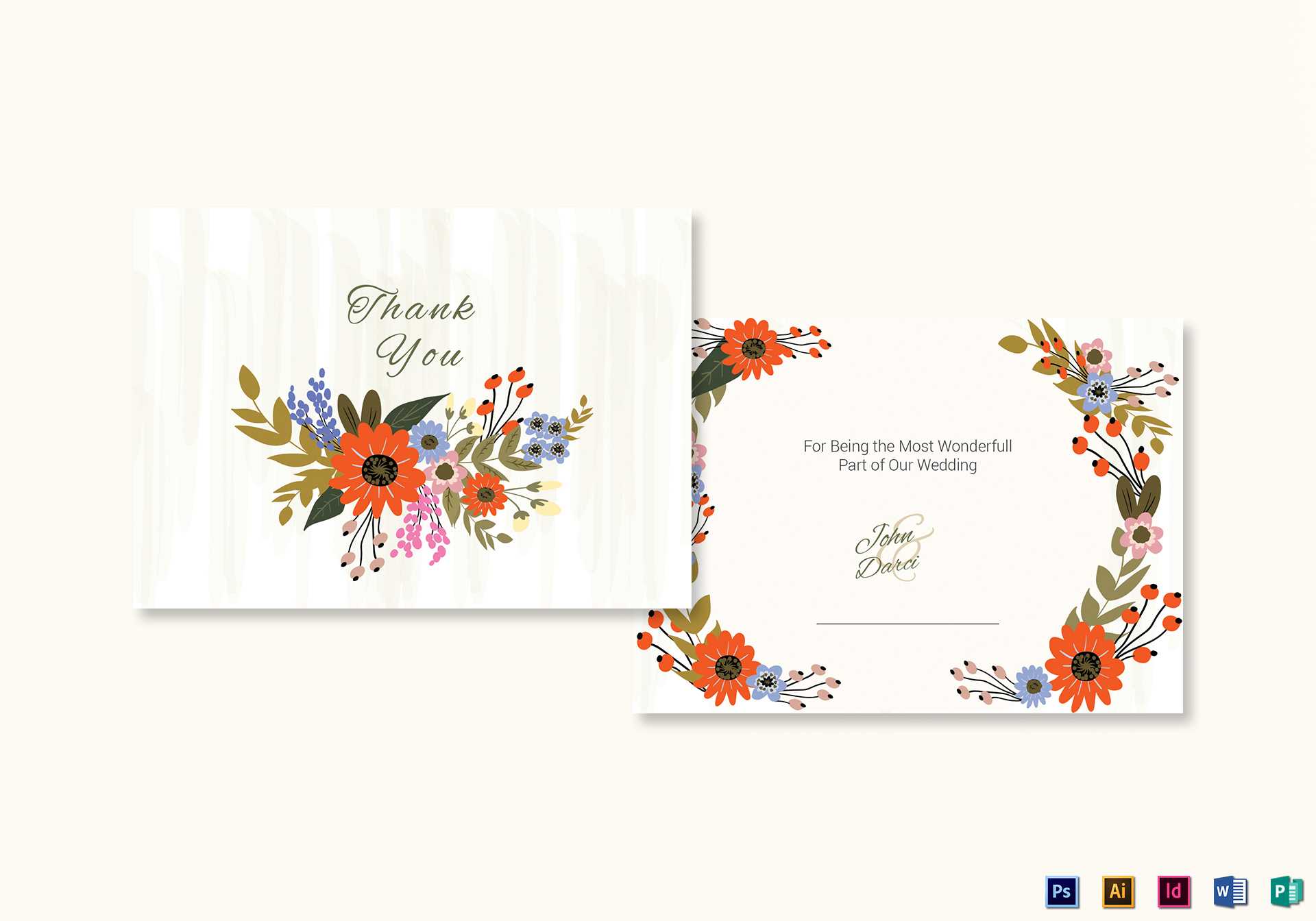 Summer Floral Thank You Card Template Intended For Thank You Card Template Word