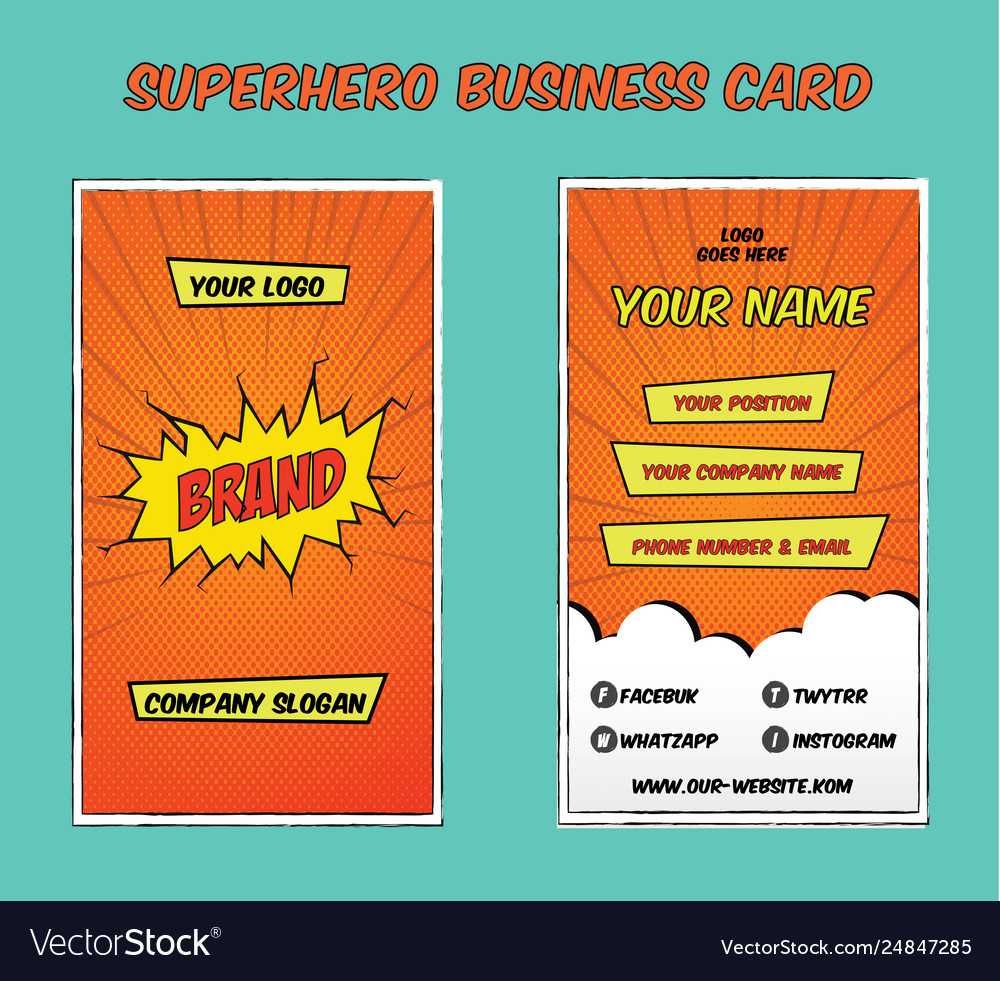 Superhero Bold Business Card Template Throughout Superhero Trading Card Template