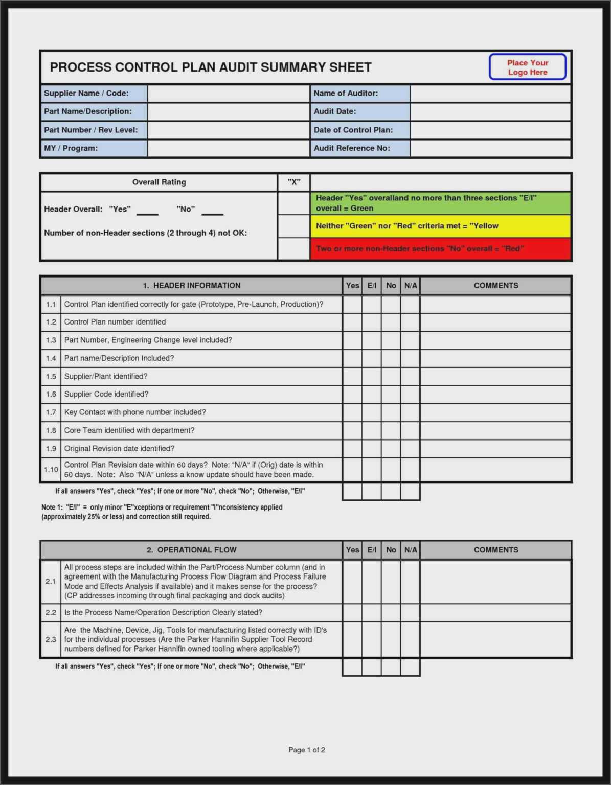 Supplier Audit Checklist Example Templates Novalaser Templates With