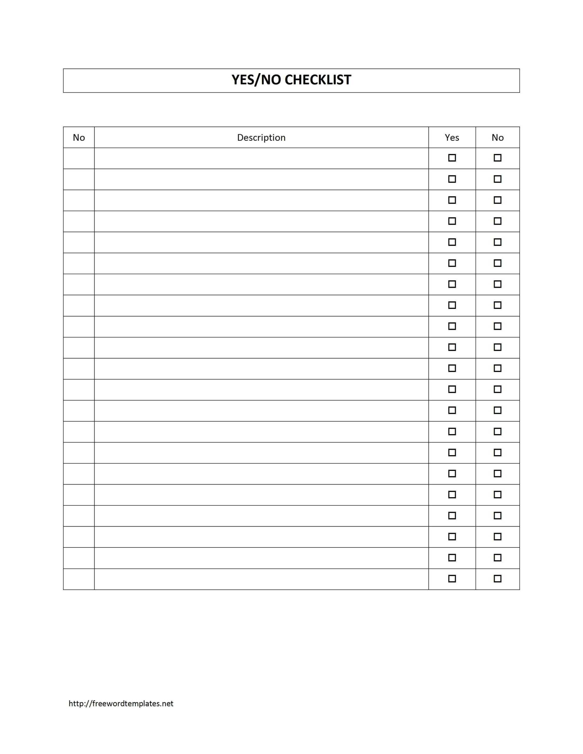 Survey Sheet With Yes/no Checklist Template | Free Microsoft Intended For Questionnaire Design Template Word