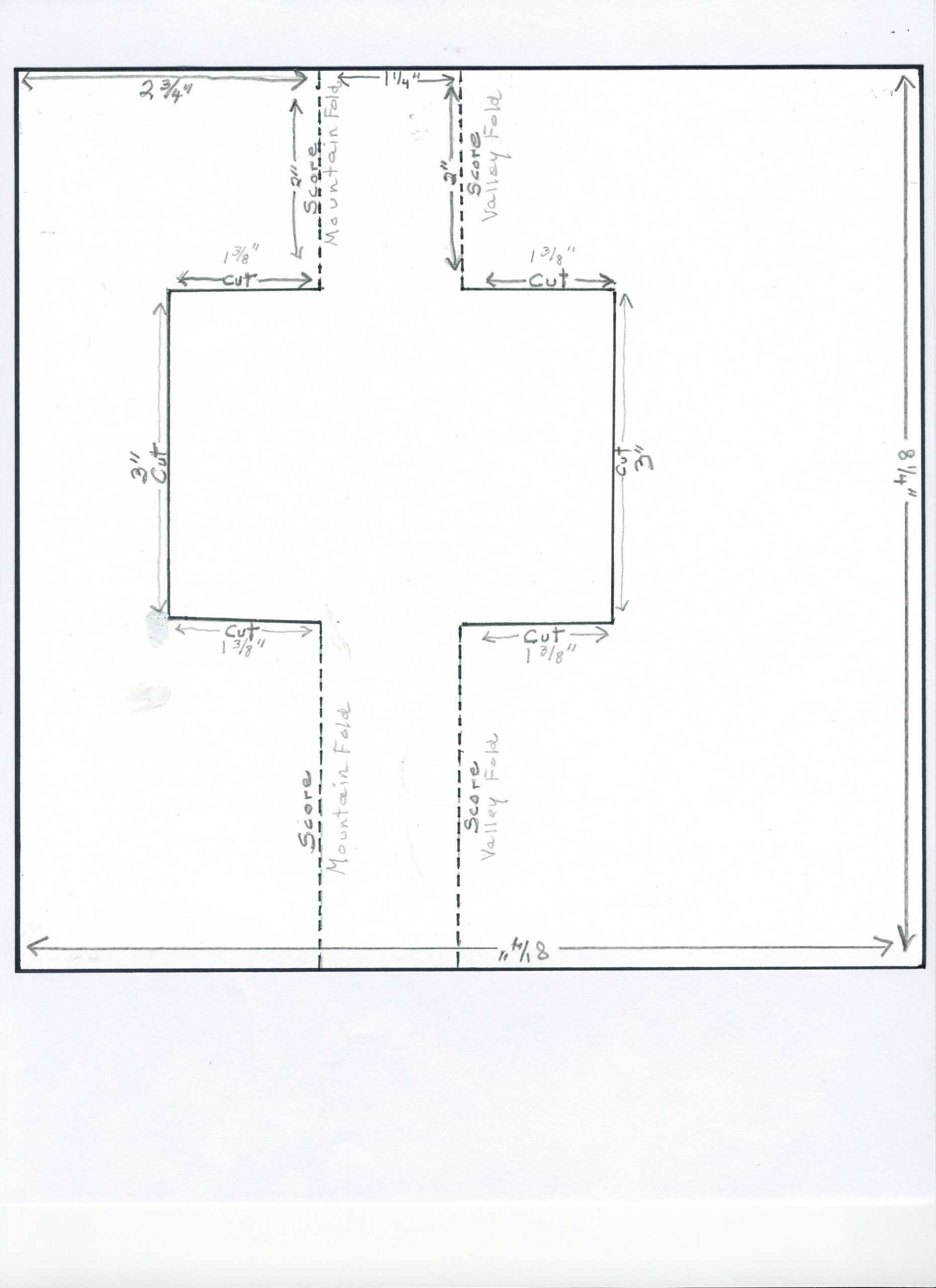 Swing Card" Template Showing Measurements, Cutting Lines And Within Half Fold Card Template
