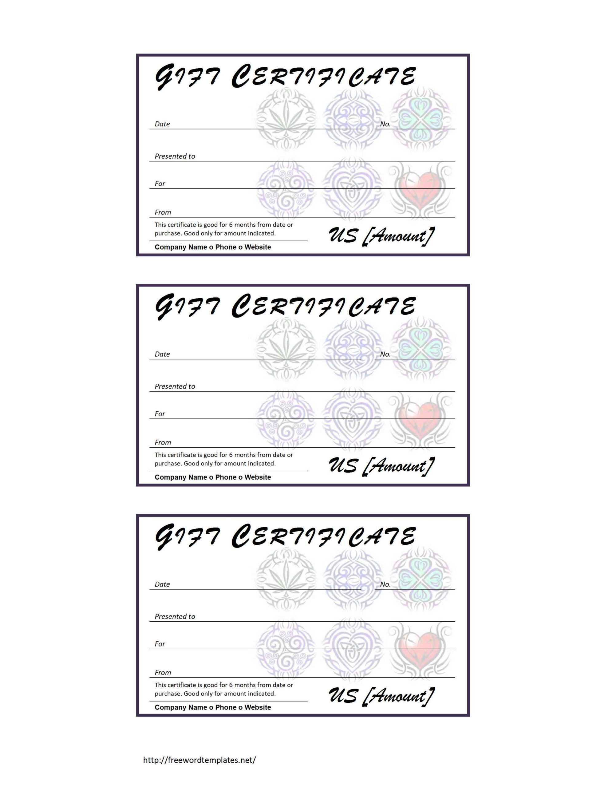 Tattoo Gift Certificate Template With Tattoo Gift Certificate Template