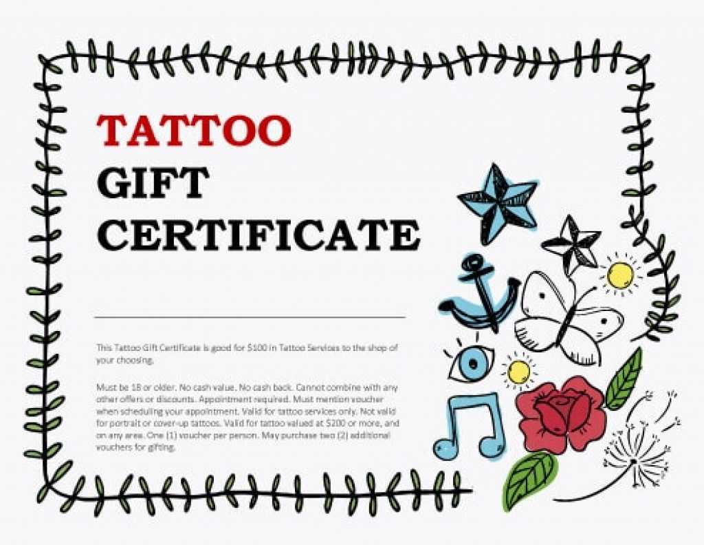 Tattoo Shop Gift Certificate Template Word Voucher Free Inside Tattoo Gift Certificate Template