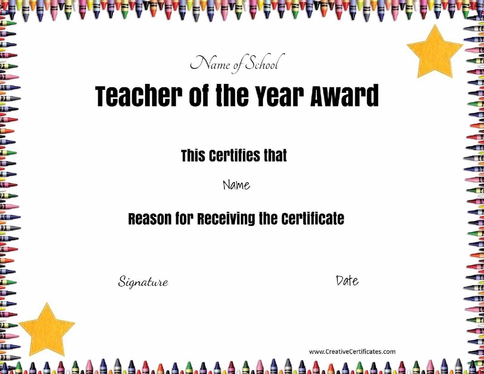 Teacher Of The Month Certificate Template – Atlantaauctionco For Teacher Of The Month Certificate Template