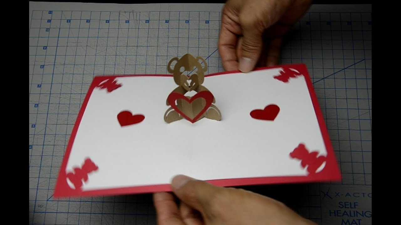 Teddy Bear Pop Up Card: Tutorial Pertaining To 3D Heart Pop Up Card Template Pdf