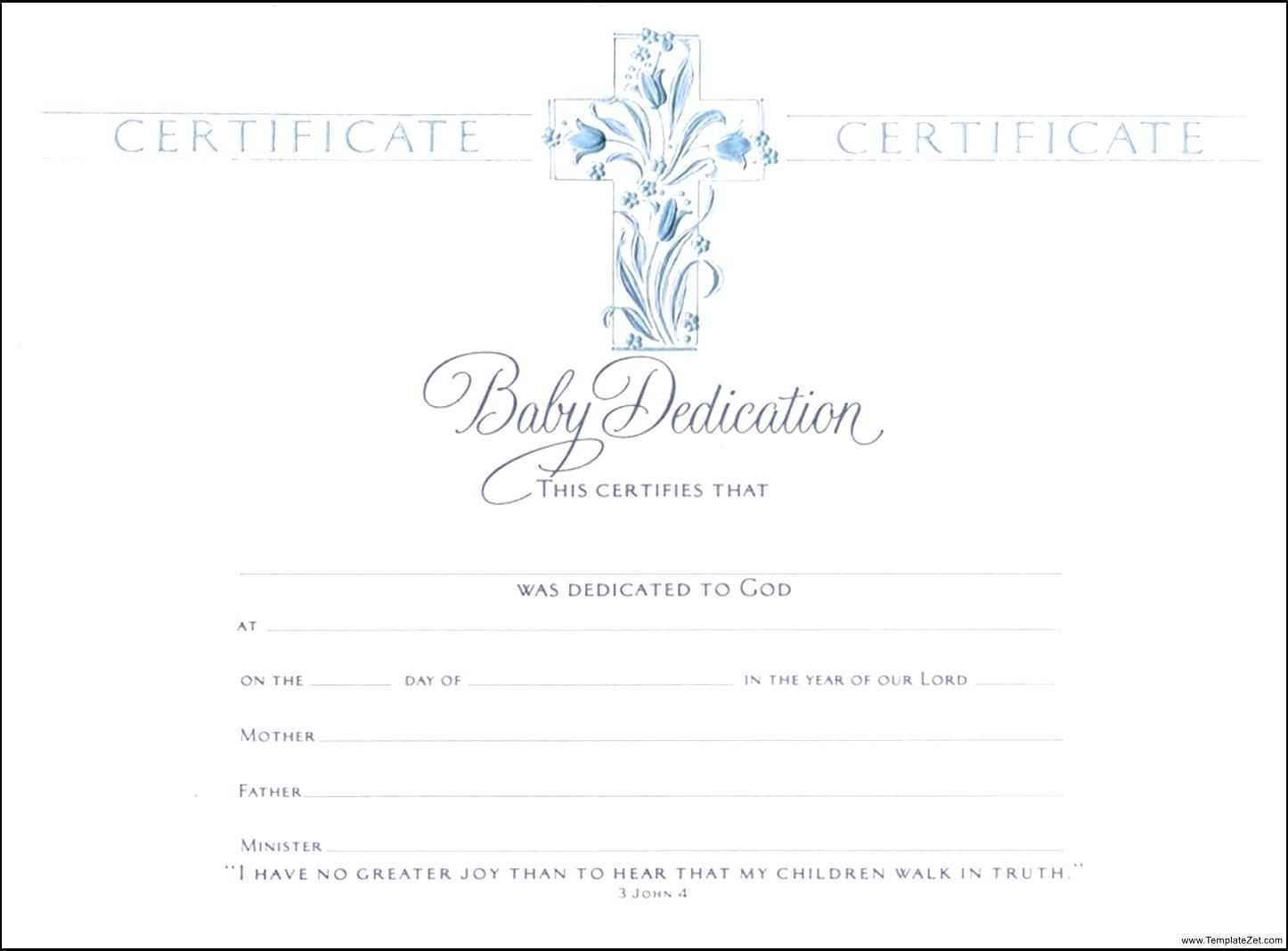 Template: Baptismal Certificate Template Baptism  | Baby Intended For Baby Dedication Certificate Template