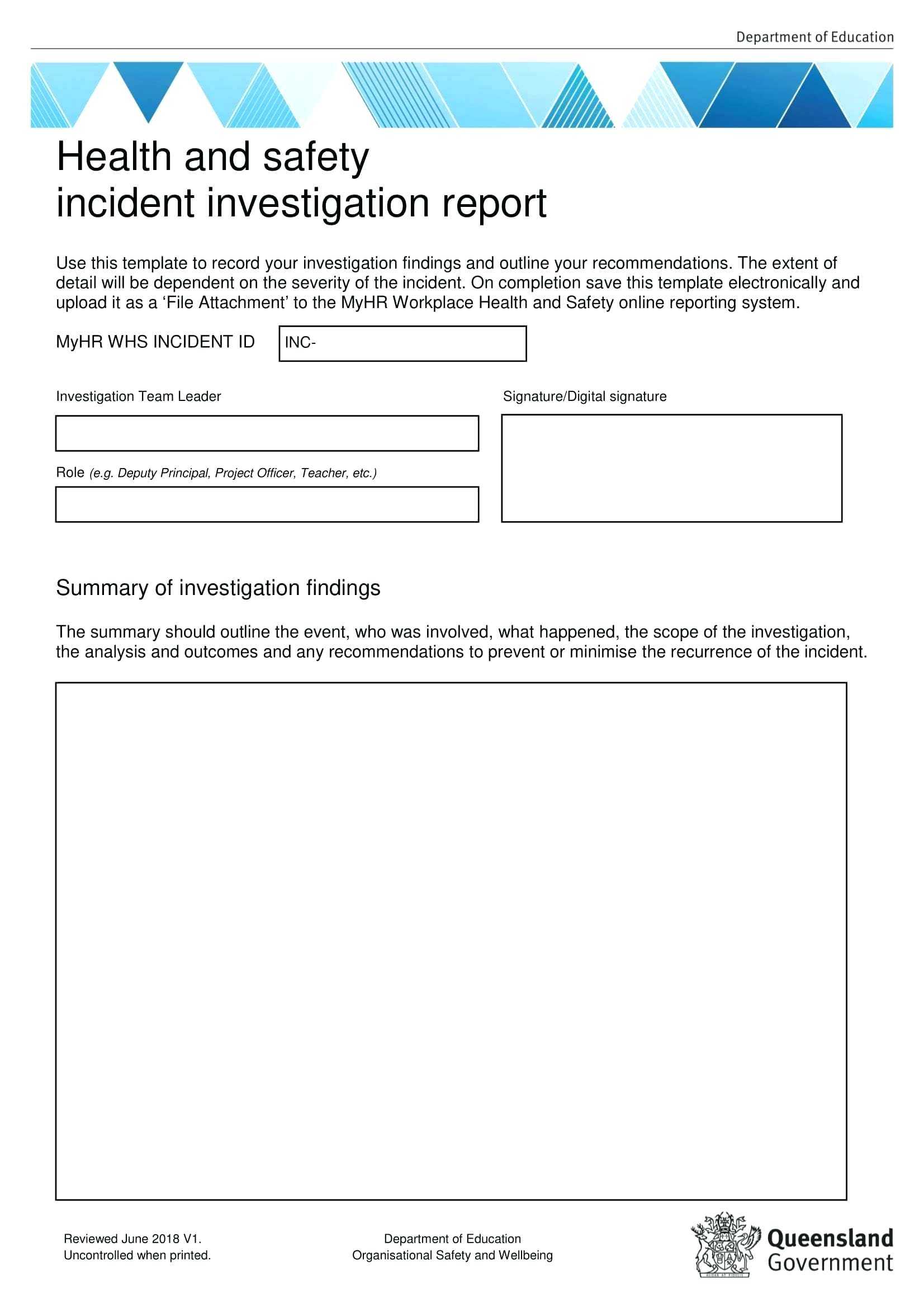 Template: Corrective Action Report Examples Health And With Regard To Workplace Investigation Report Template