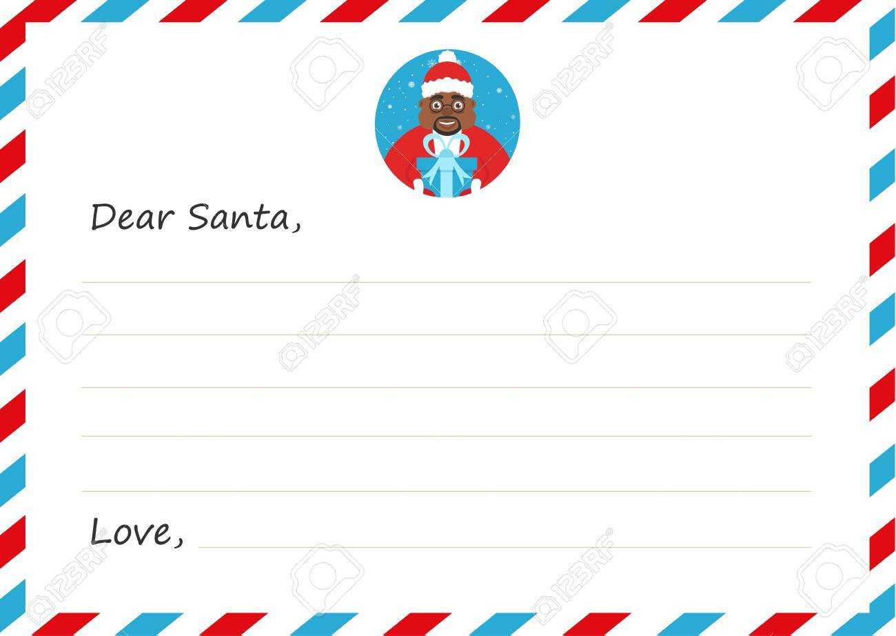 Template Envelope New Year's Or Christmas Letter To Cute African.. Intended For Christmas Note Card Templates