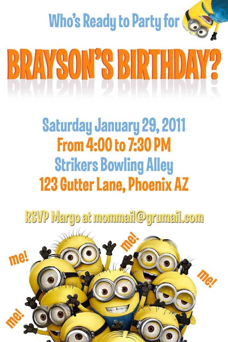 Template For A Dispicable Me Invitation Cards | Despicable Within Minion Card Template