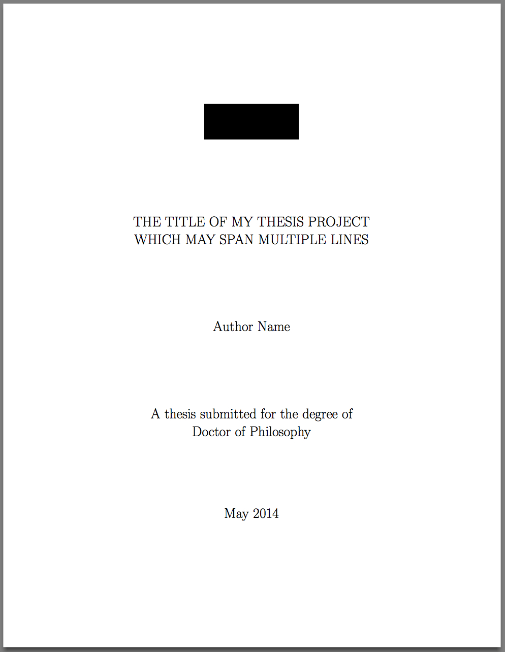 Template For Latex Phd Thesis Title Page – Texblog In Latex Project Report Template