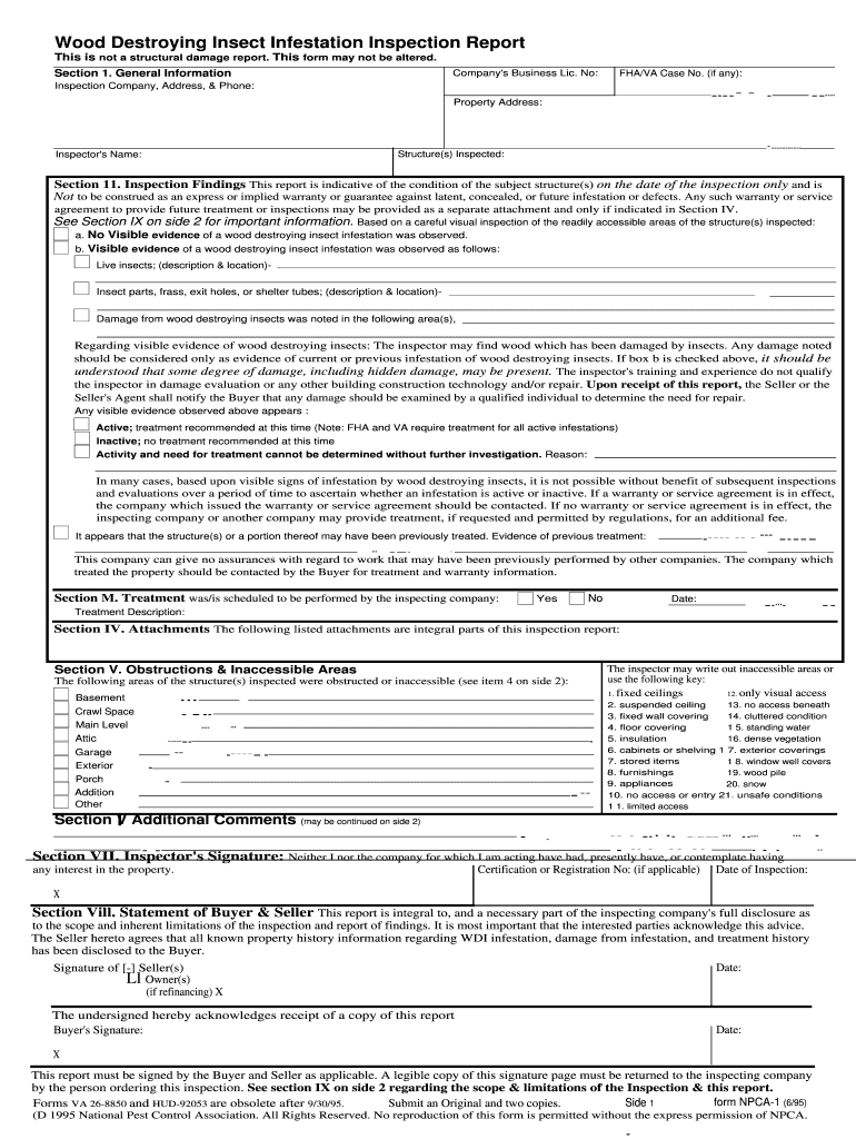 Termite Inspection Form – Fill Online, Printable, Fillable Inside Pest Control Inspection Report Template