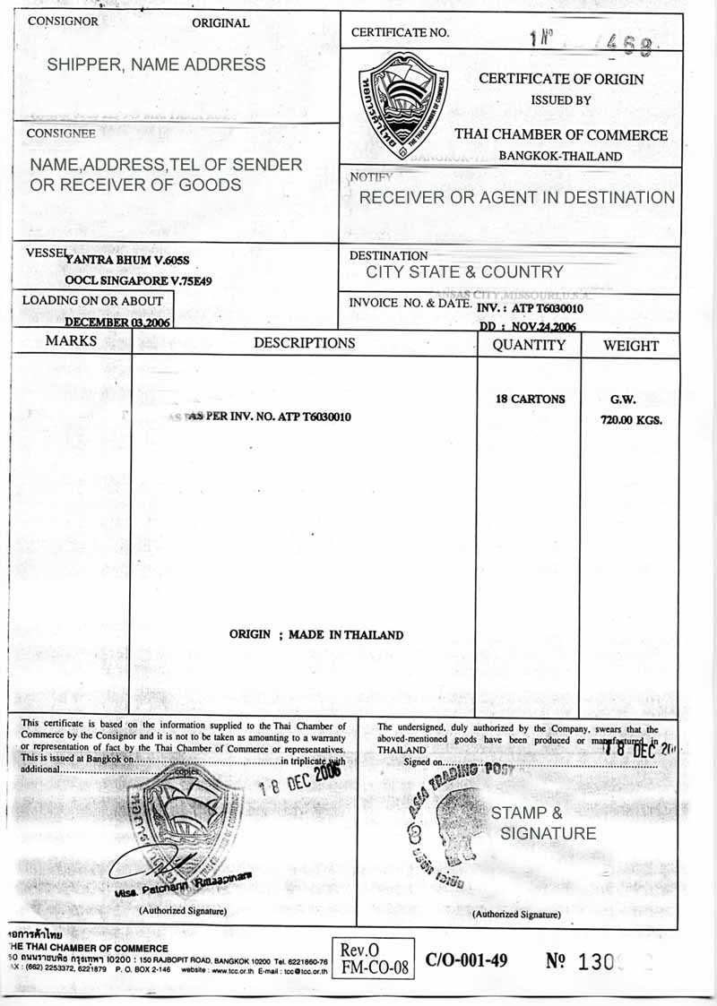 Thailand Certificate Of Origin And What It Means In Thailand With Certificate Of Origin For A Vehicle Template