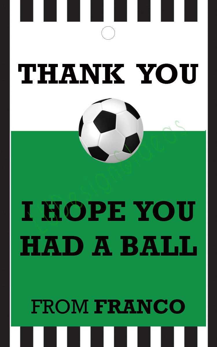 Thank You Card For Party Favors – Soccer Theme In Soccer Thank You Card Template