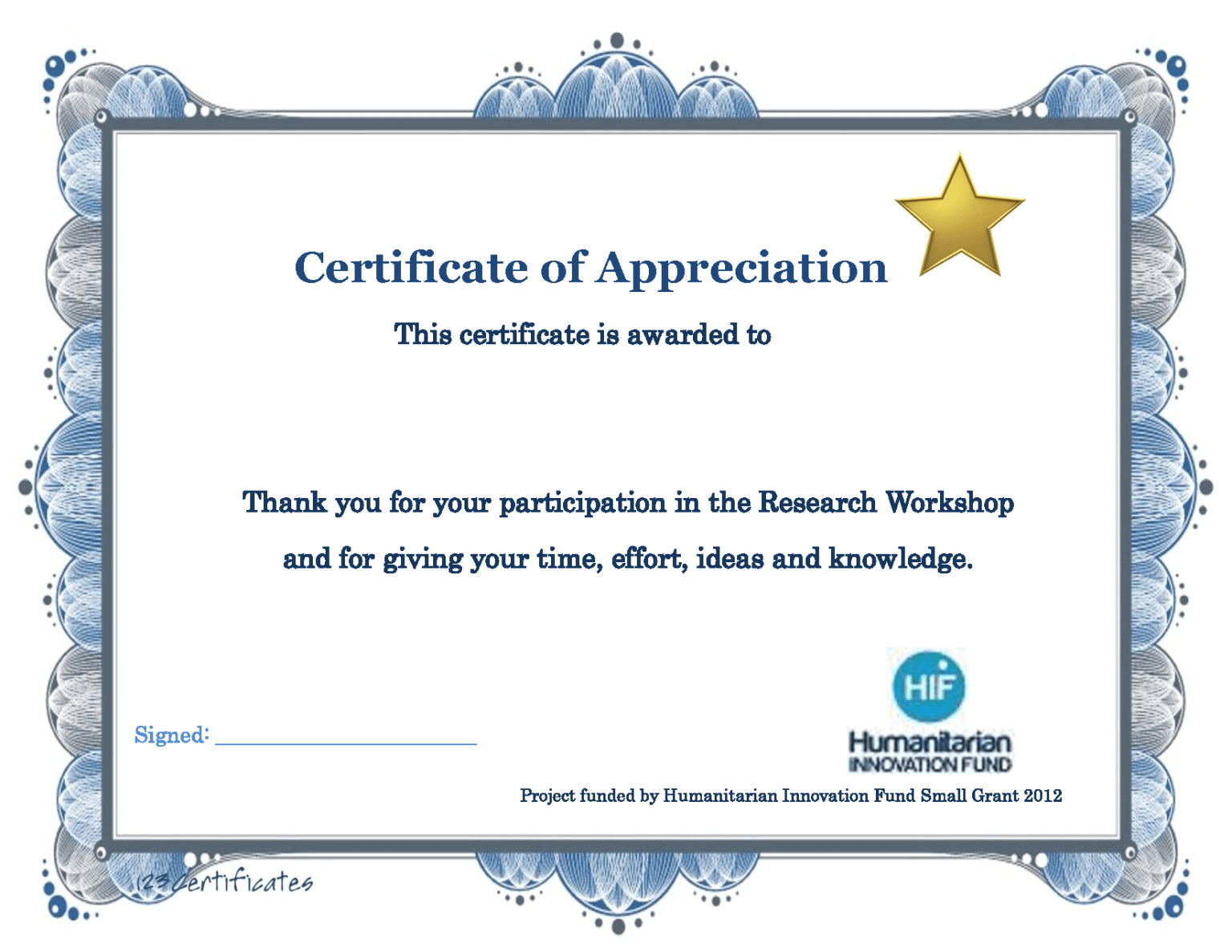 Certificate Of Participation In Workshop Template