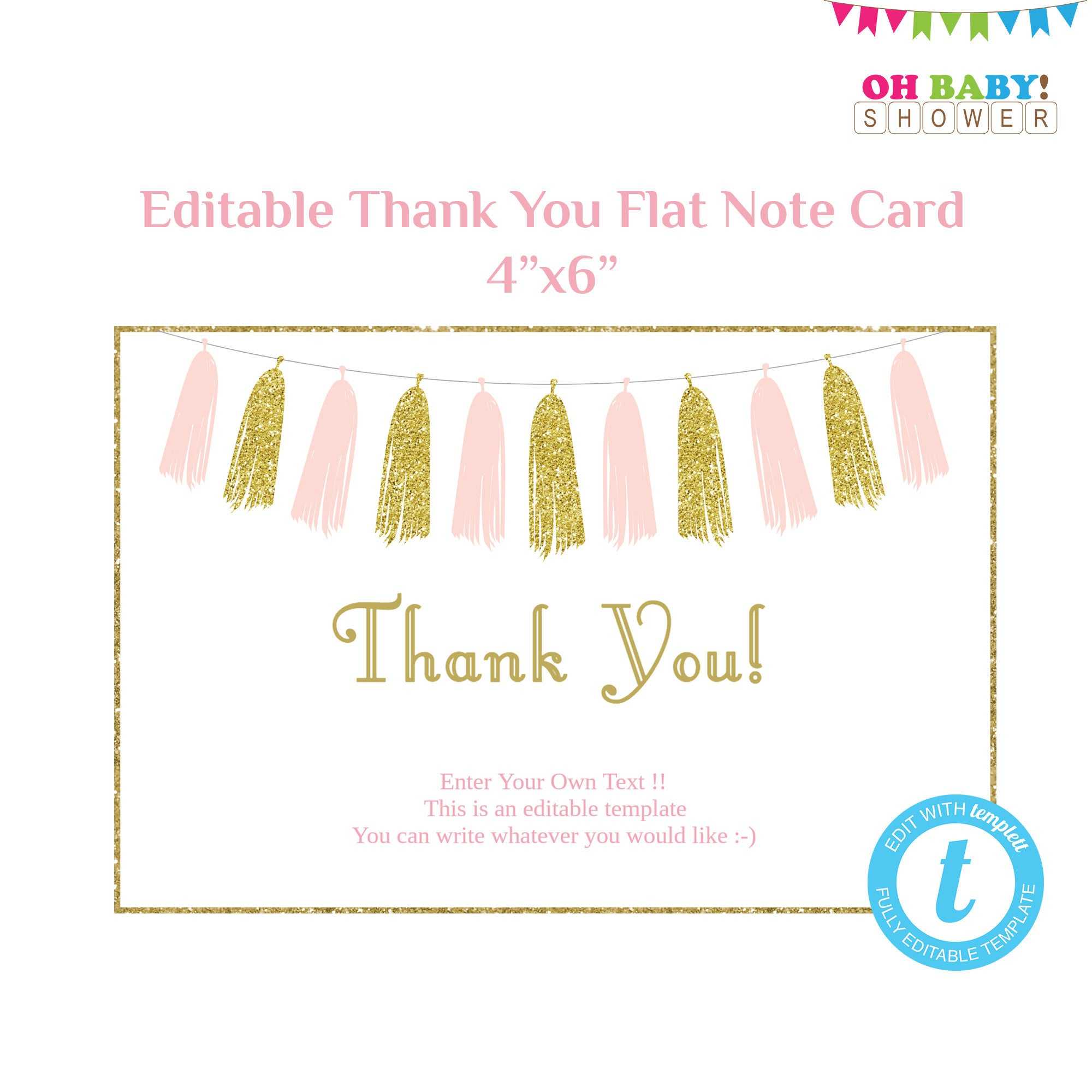 Thank You Note Card Template – Atlantaauctionco In Thank You Note Card Template