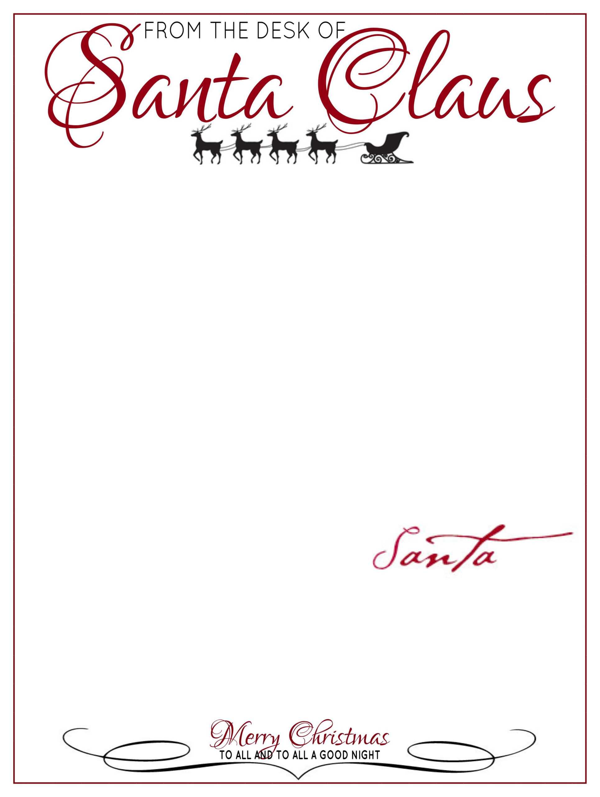 The Desk Of Letter Head From Santa Claus | Santa Letter Intended For Blank Letter From Santa Template