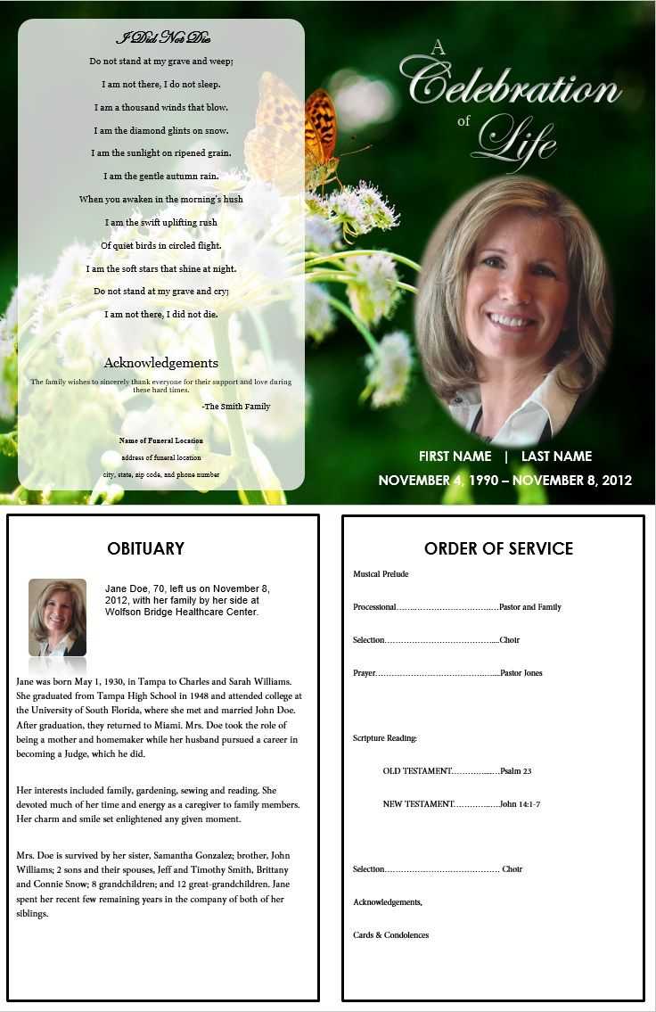The Funeral Memorial Program Blog: Printable Funeral Pertaining To Obituary Template Word Document