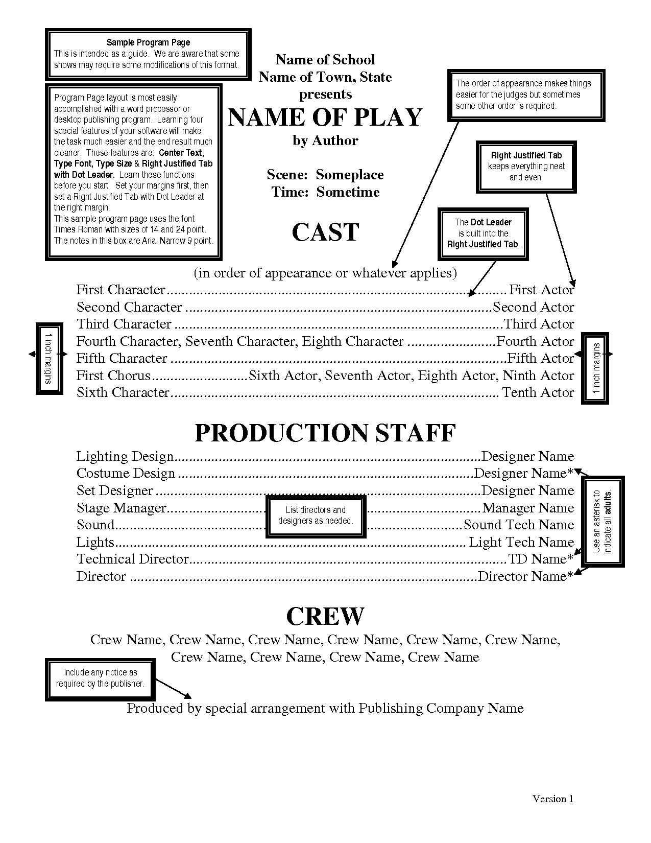 Playbill Template Free Google Docs Playbill Template Free Google Docs