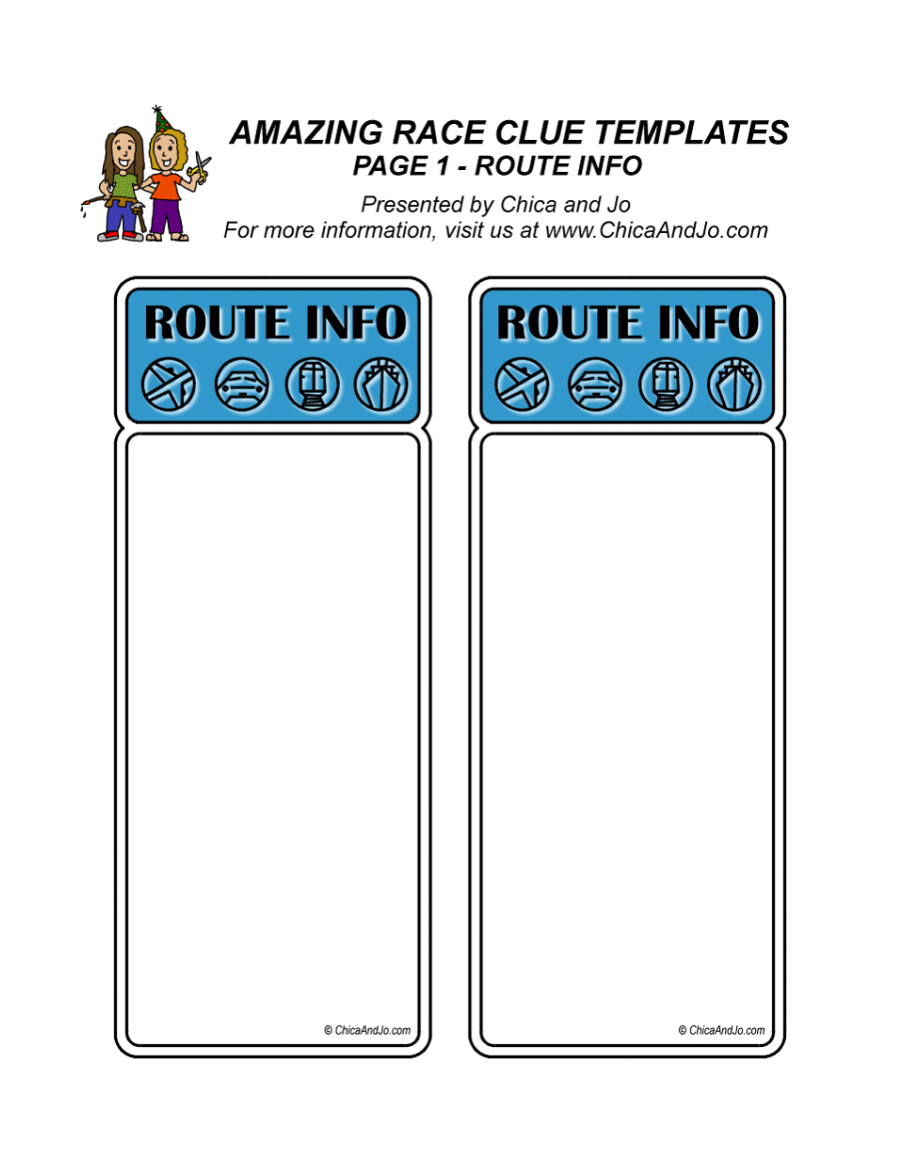 This Is A Template I Used For An Amazing Race Activity I Did With Regard To Clue Card Template