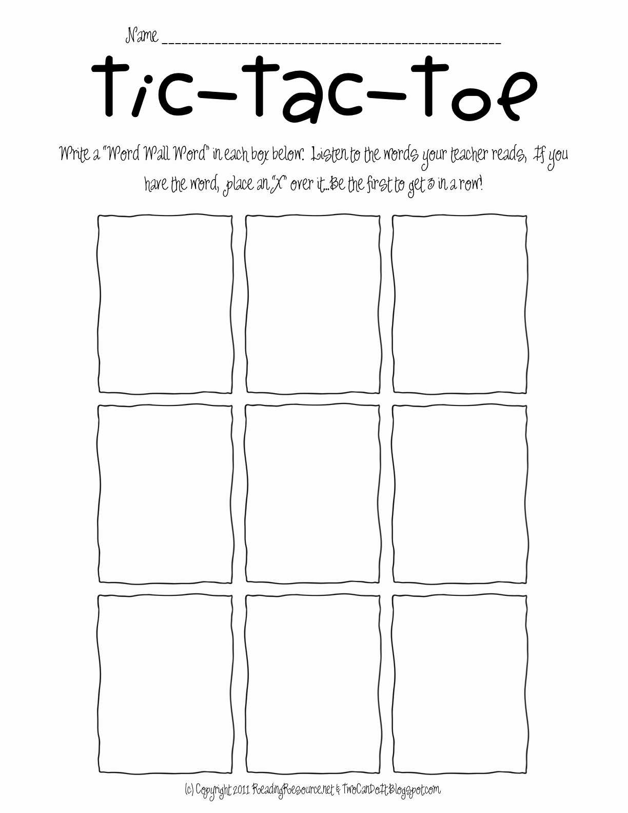 Tic Tac Toe Template Printable For Two Can Do It Sight Word Intended For Tic Tac Toe Template Word