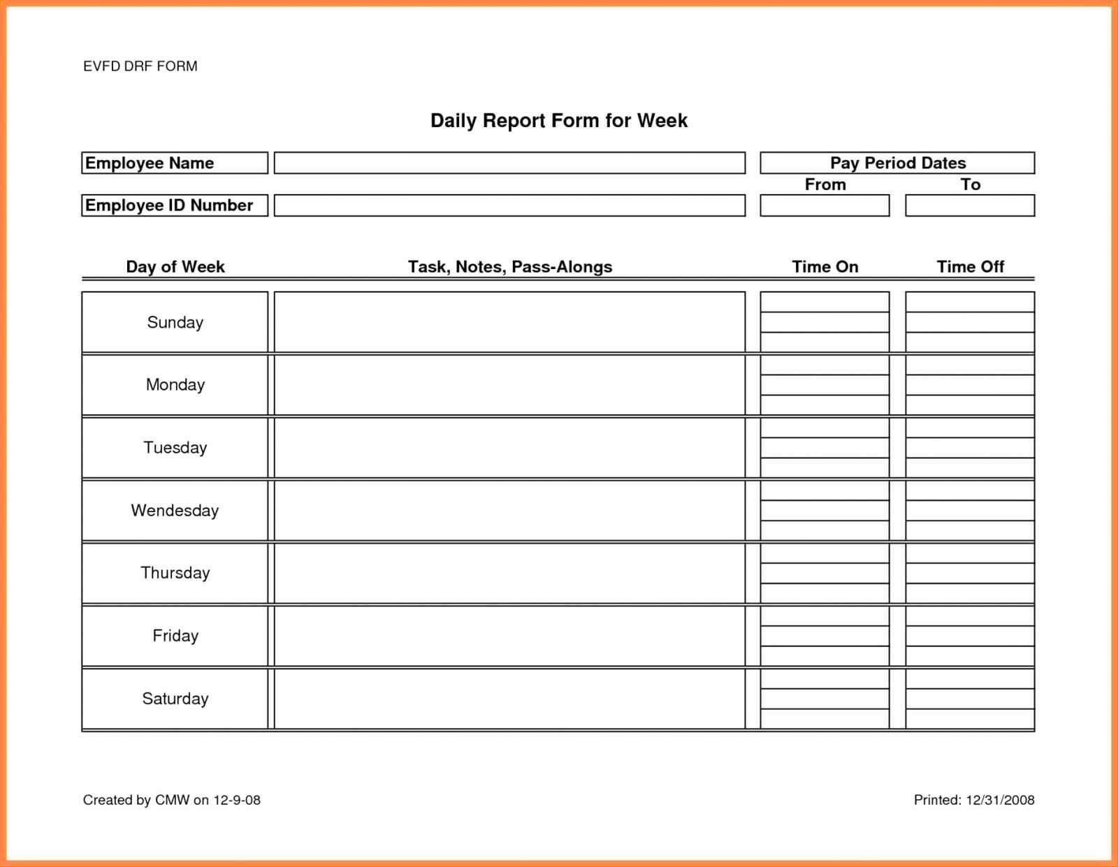 Time Sheet Form Daily Timesheet Format In Excel Or Employee Pertaining To Daily Report Sheet Template