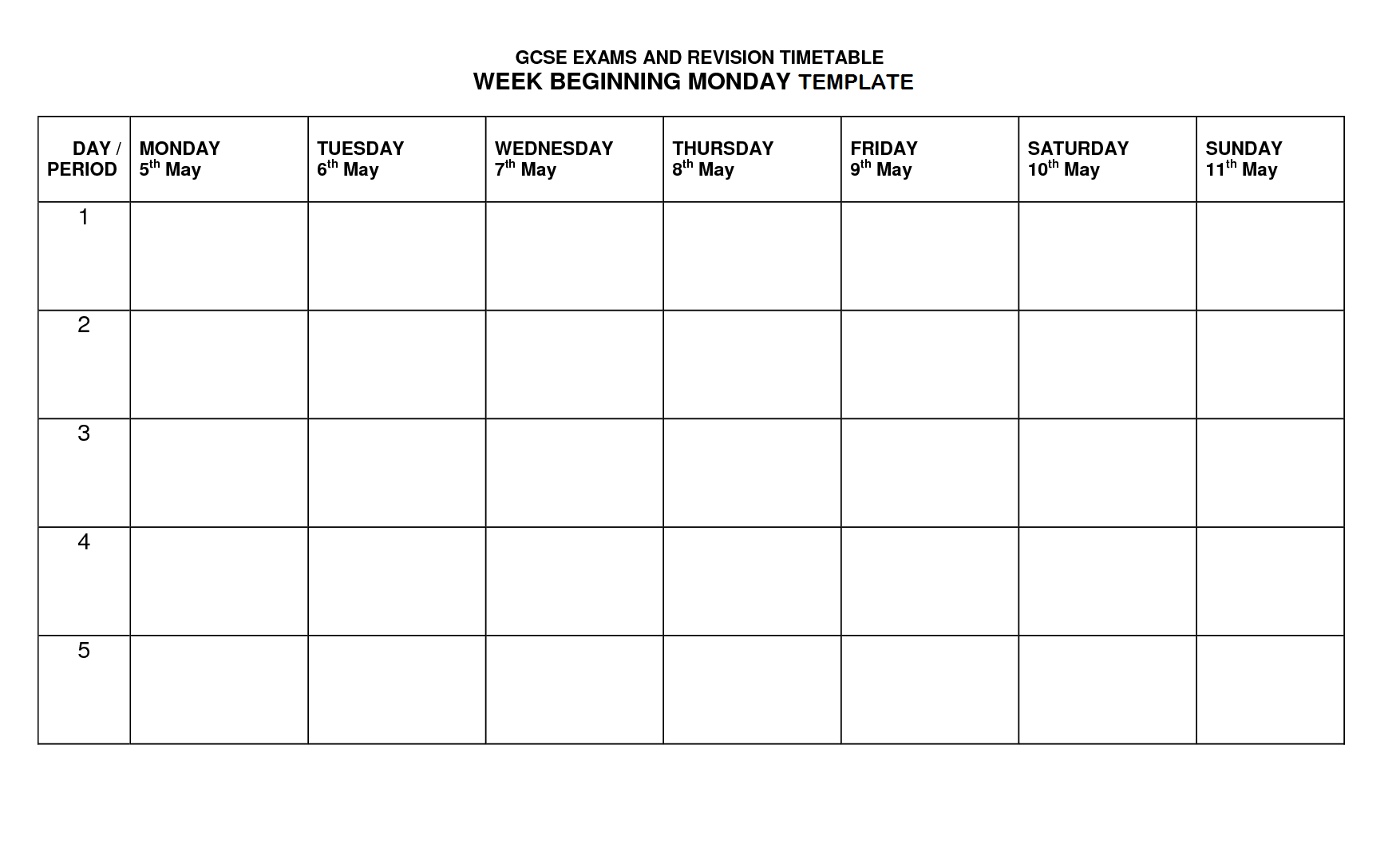 Timetable Template | Timetable Template, Class Schedule Throughout Blank Revision Timetable Template