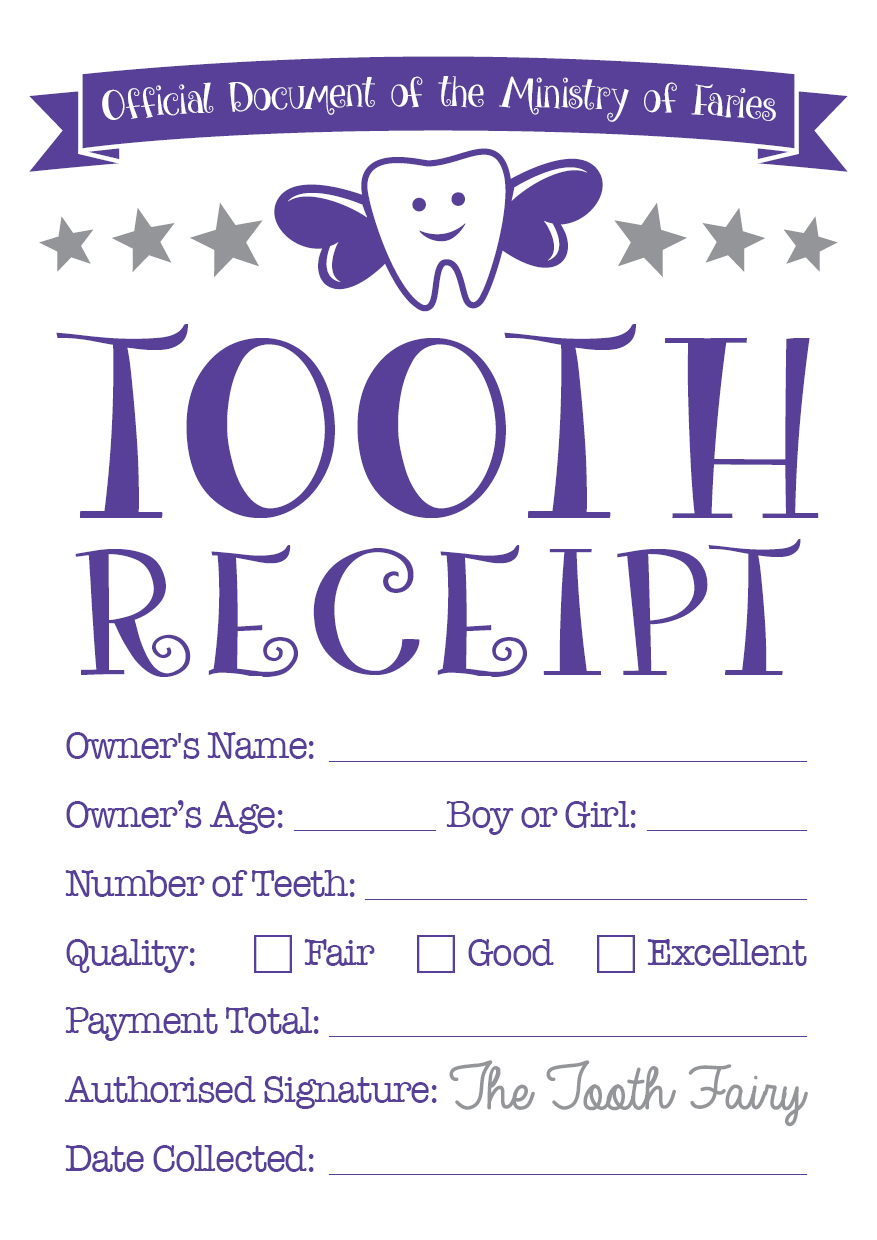 Tooth Receipt … | Tooth Fairy Certificate, Tooth Fairy Throughout Free Tooth Fairy Certificate Template