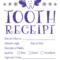 Tooth Receipt … | Tooth Fairy Certificate, Tooth Fairy With Tooth Fairy Certificate Template Free