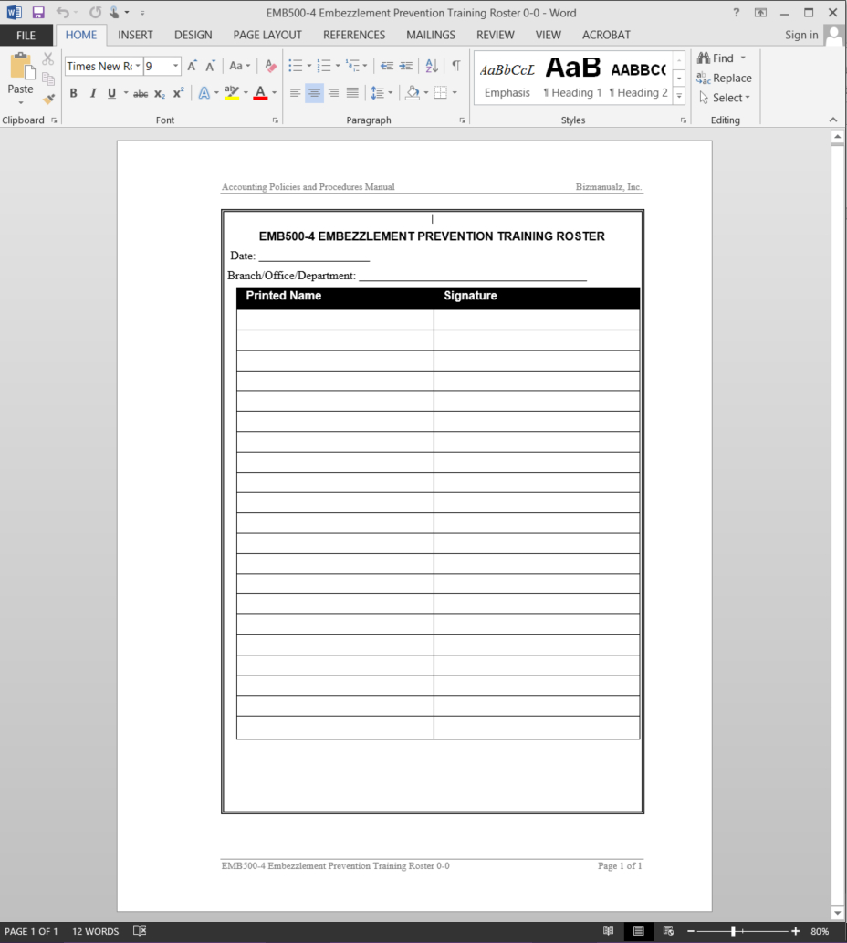 Training Record Template | Emb500 4 Within Training Documentation Template Word