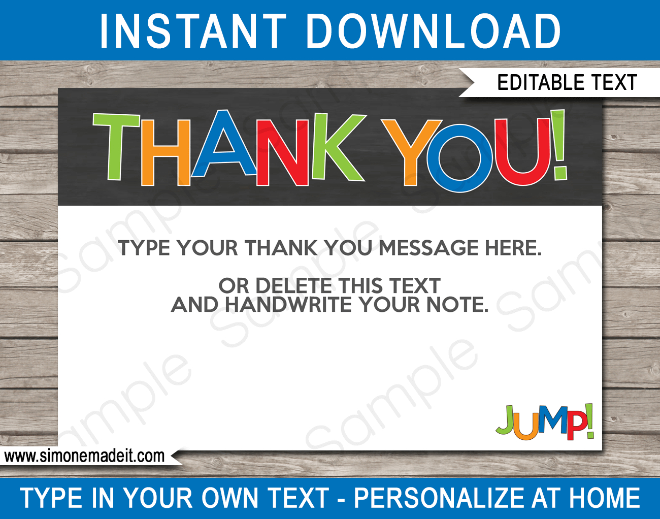 Trampoline Party Thank You Cards Template – Boys Pertaining To Soccer Thank You Card Template
