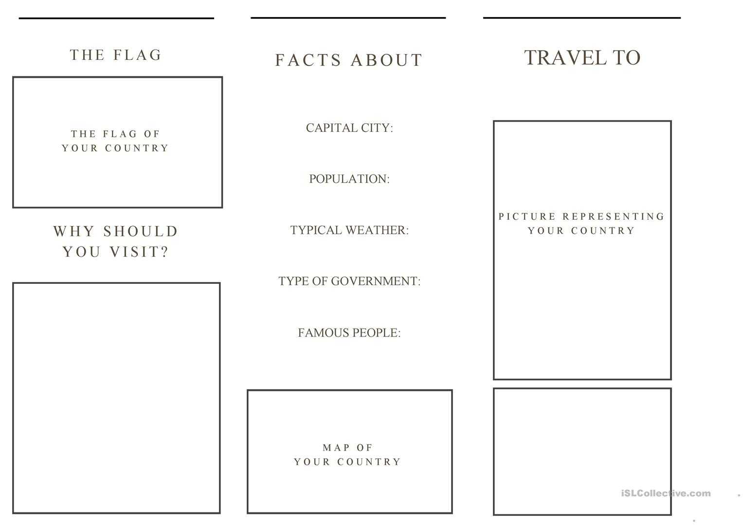 Travel Brochure Template And Example Brochure – English Esl With Country Brochure Template